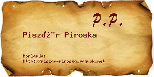 Piszár Piroska névjegykártya